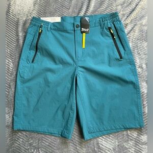 NWT Mens Crivit Bionic Finish Eco Outdoor Shorts Nylon Stretch Teal Blue 36
